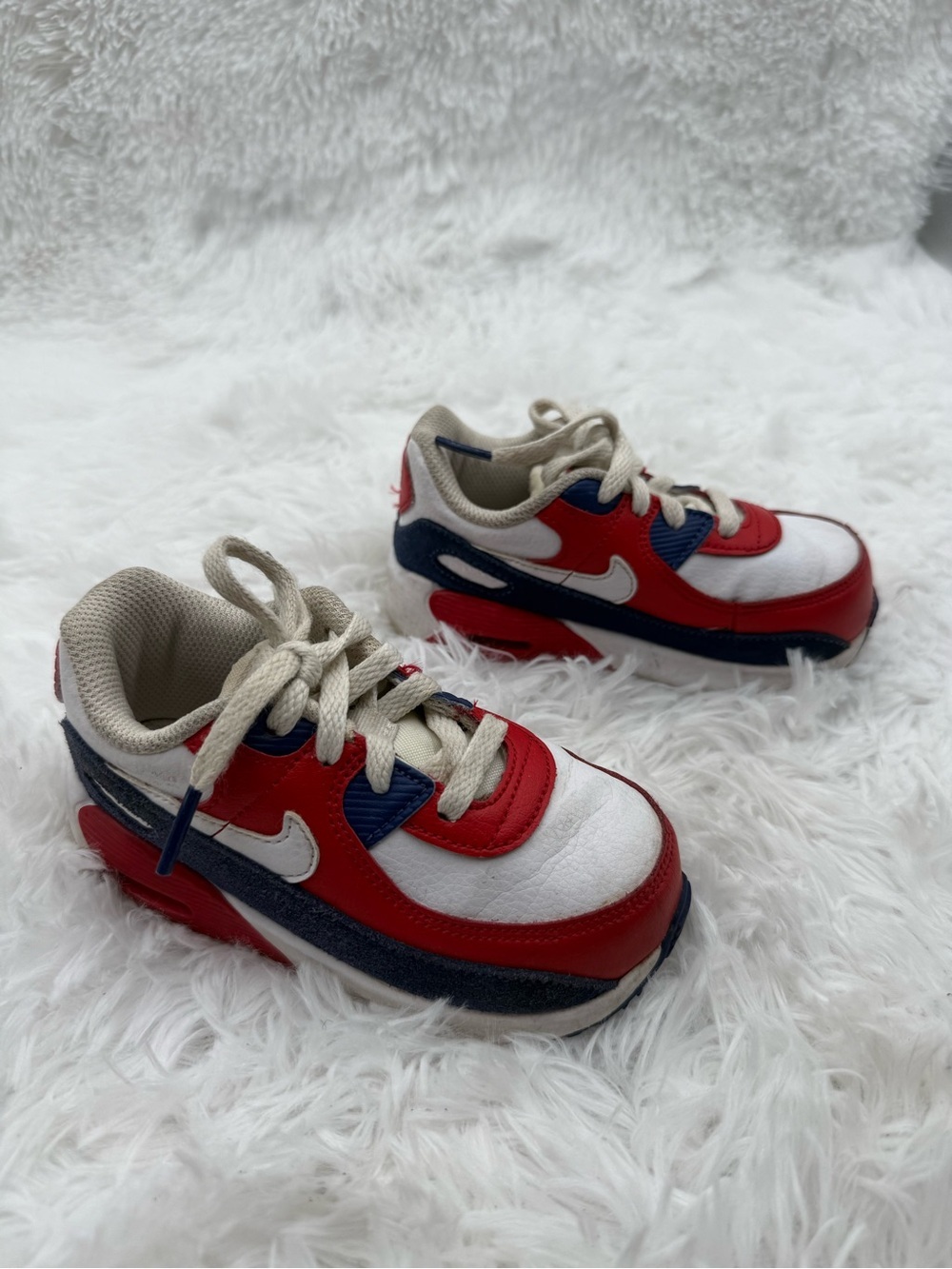 Nike Air Max Size 8C Toddlers Red, White & Navy Low-Top Sneakers